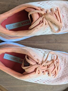 HOKA Clifton 8 Women's Peach Knit Running Shoes